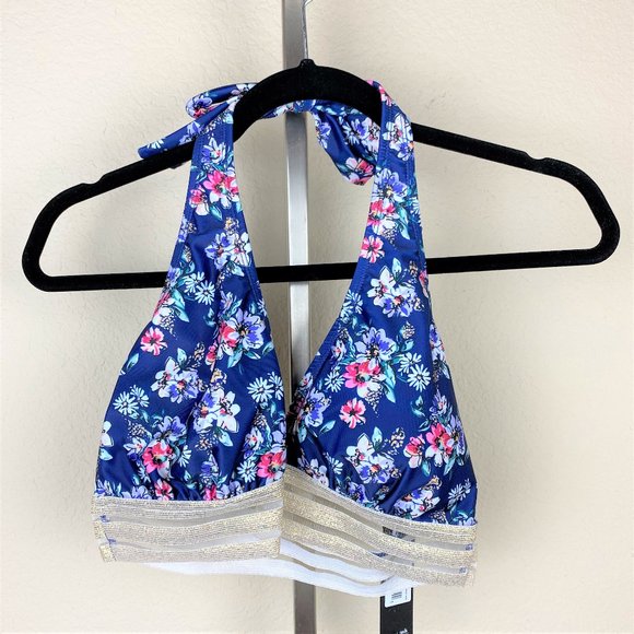 NWT Nicole Miller Floral Printed Halter Bikini Top - Picture 3 of 5